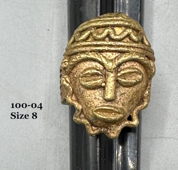 Brass Mask Ring Gold Weight - Ring Size 8- Ghana