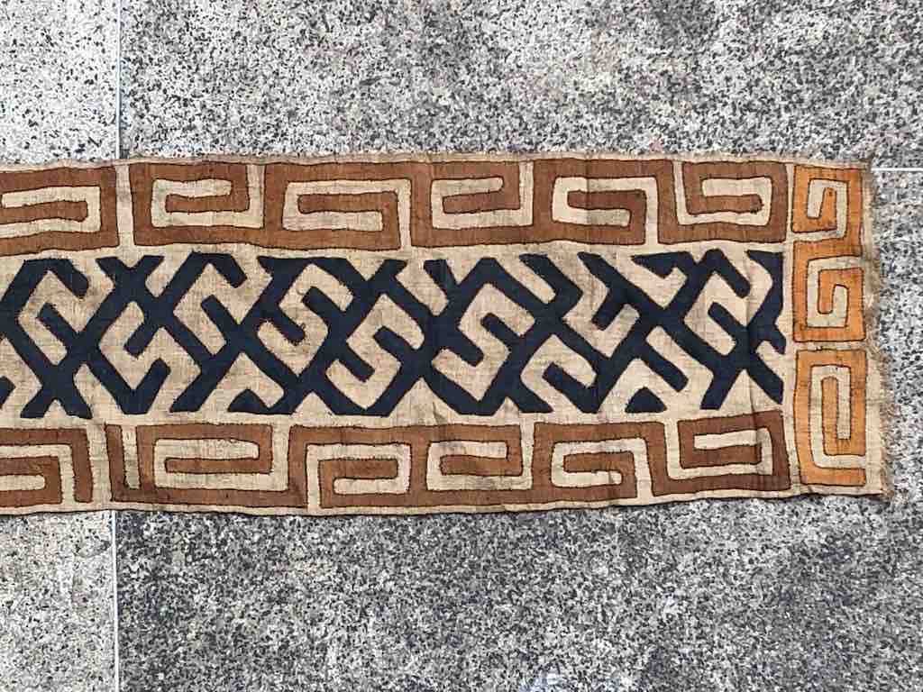 Kuba Cloth Long Raffia Textile | 106 x 22"