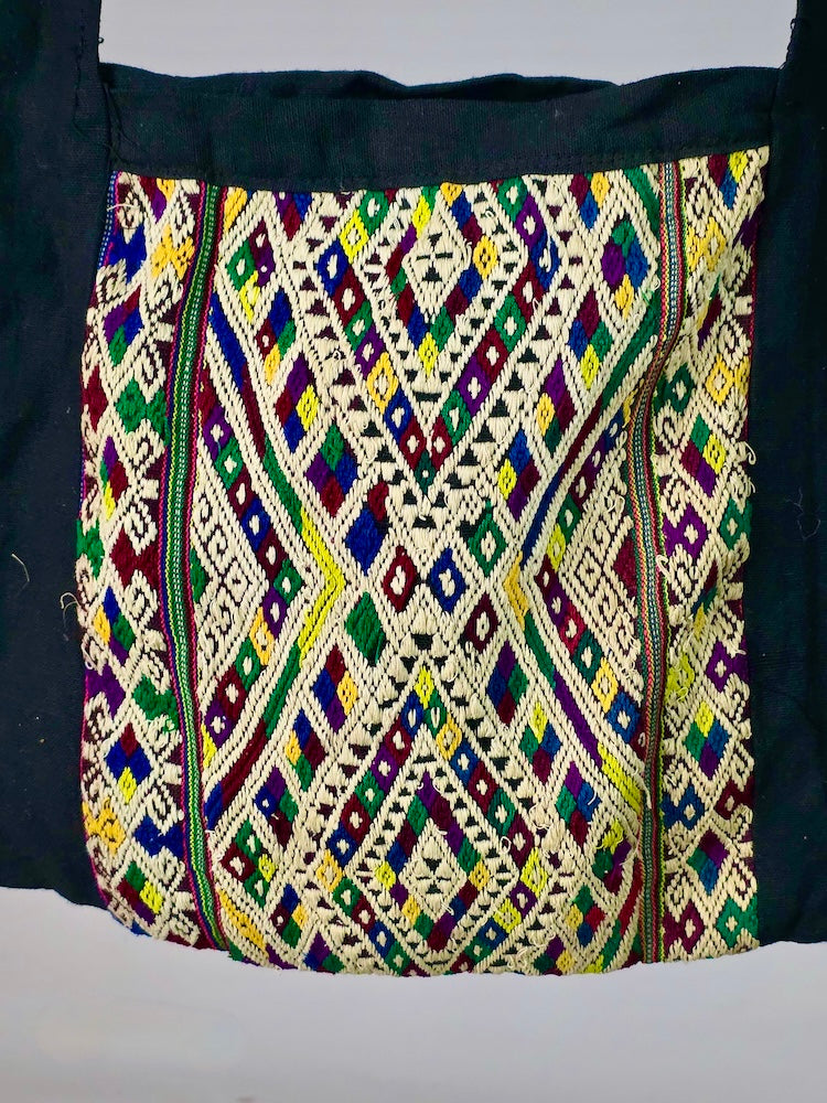 Single Sided Small Tote with Vintage Dao Tribal Vietnamese Cloth Panel - Niger Bend