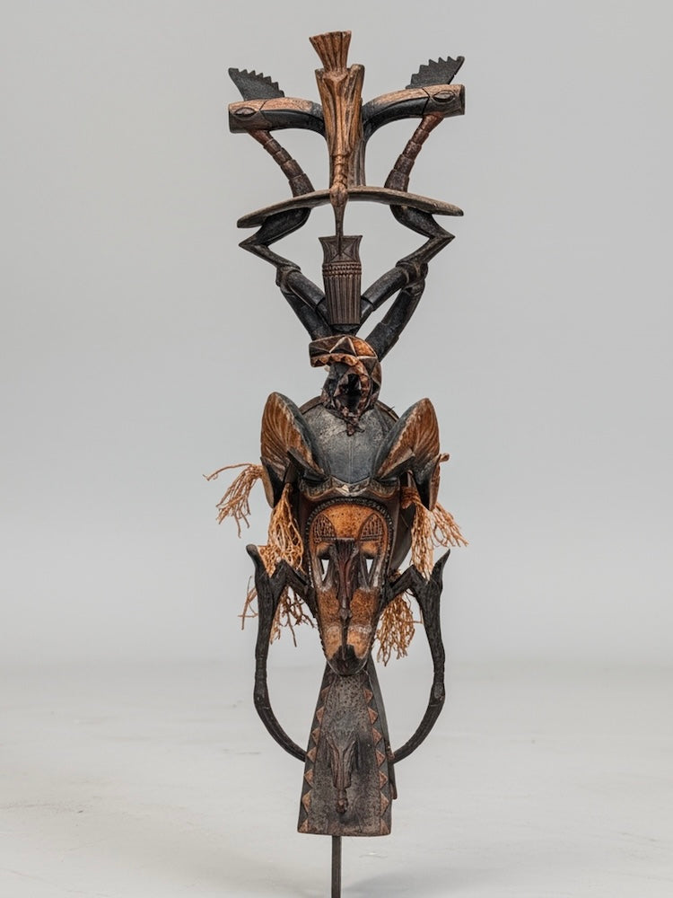 Guro Tall Multiple Hornbill Mask - Ivory Coast