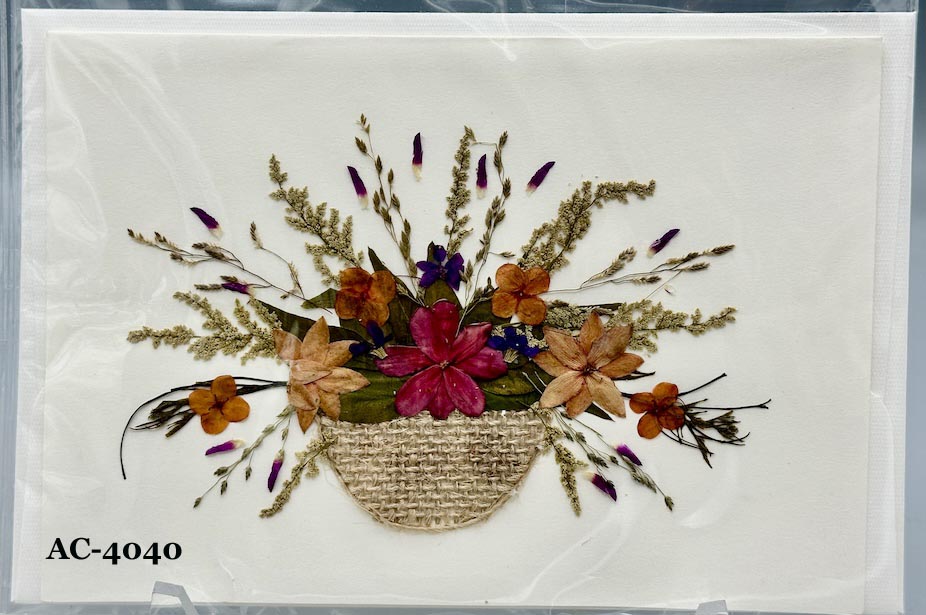 Handmade Pressed Dried Real Flower Greeting Card - Floral Arrangement