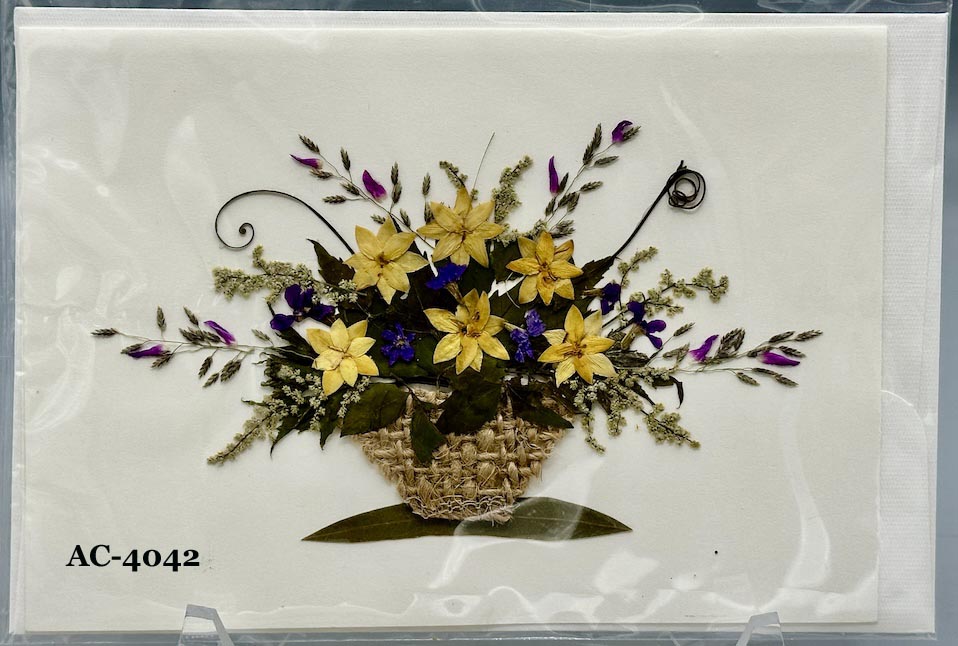 Handmade Pressed Dried Real Flower Greeting Card - Floral Arrangement