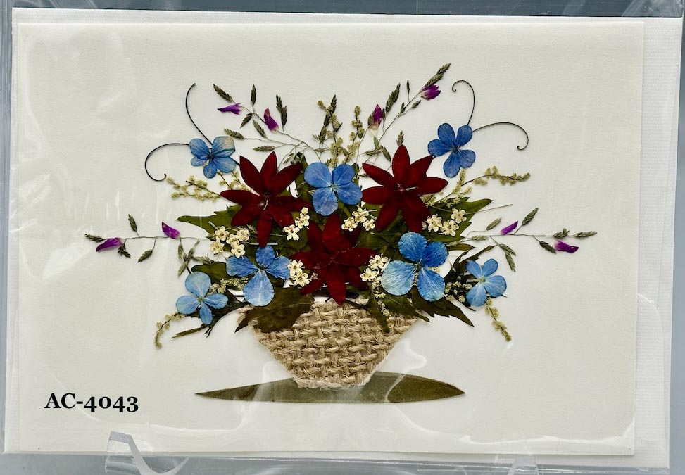 Handmade Pressed Dried Real Flower Greeting Card - Floral Arrangement