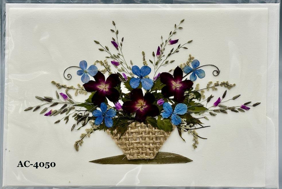 Handmade Pressed Dried Real Flower Greeting Card - Floral Arrangement