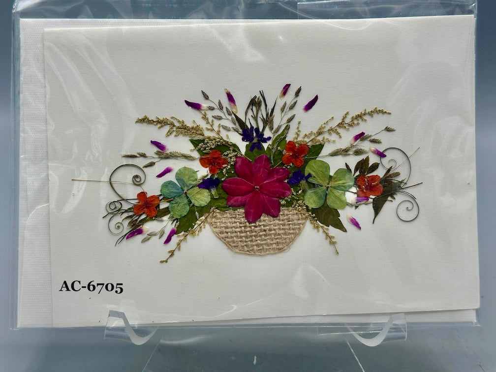 Handmade Pressed Dried Real Flower Greeting Card - Floral Arrangement
