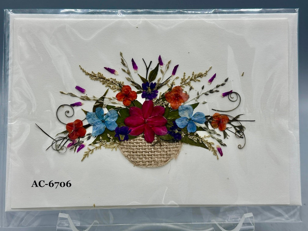Handmade Pressed Dried Real Flower Greeting Card - Floral Arrangement