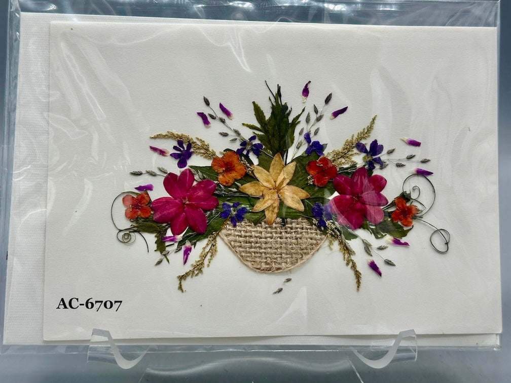Handmade Pressed Dried Real Flower Greeting Card - Floral Arrangement