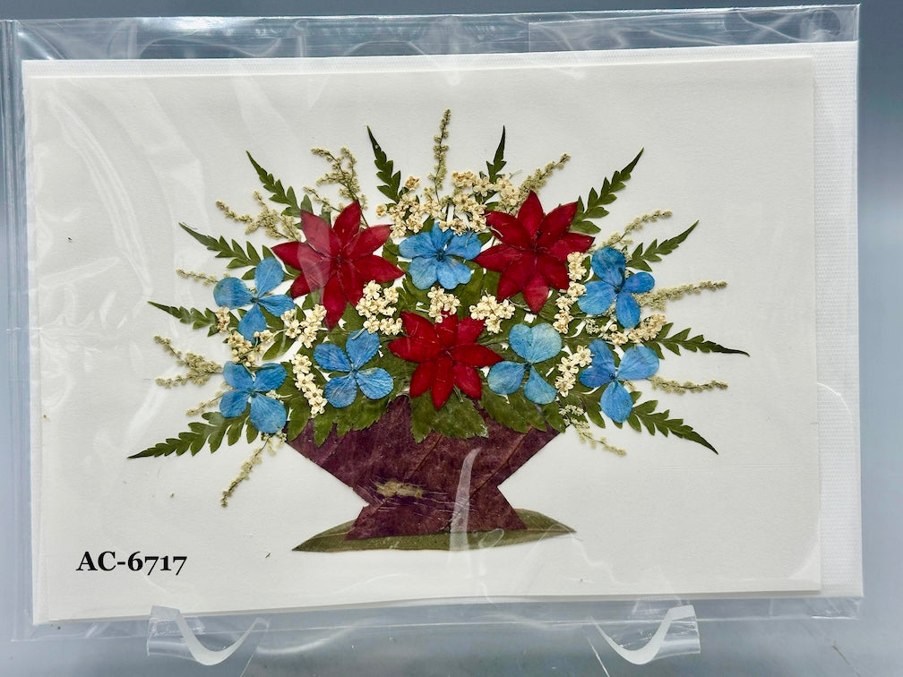 Handmade Pressed Dried Real Flower Greeting Card - Floral Arrangement