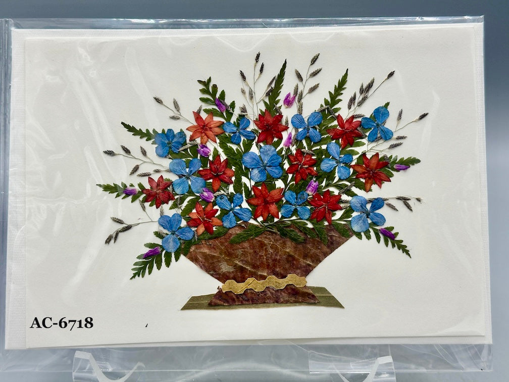 Handmade Pressed Dried Real Flower Greeting Card - Floral Arrangement
