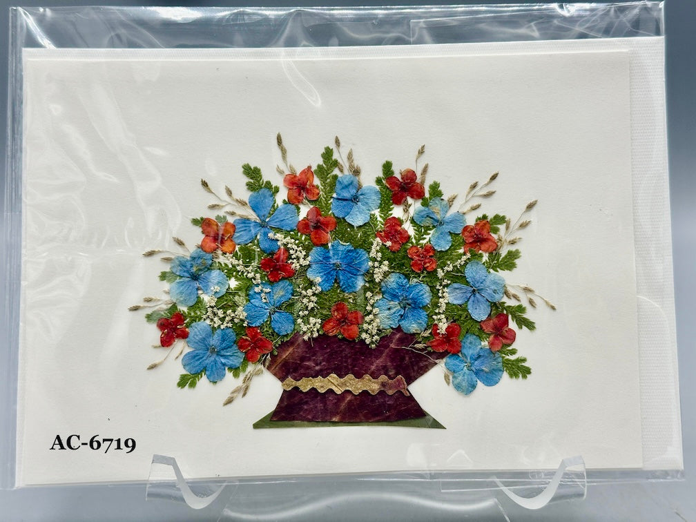 Handmade Pressed Dried Real Flower Greeting Card - Floral Arrangement