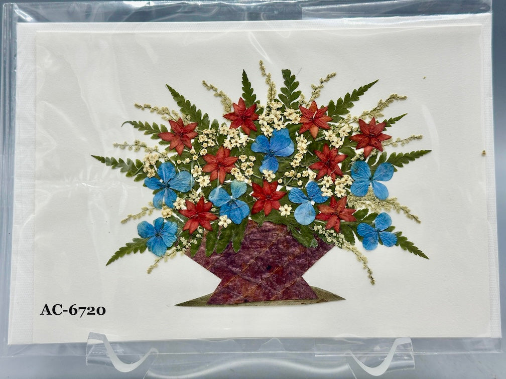 Handmade Pressed Dried Real Flower Greeting Card - Floral Arrangement