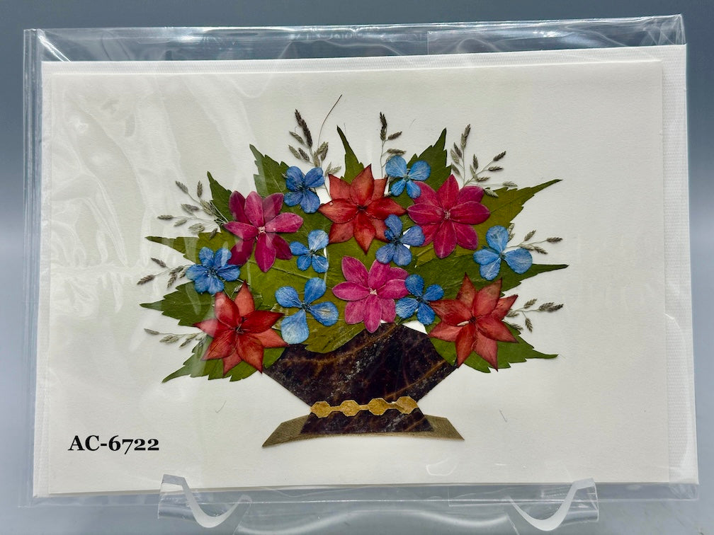 Handmade Pressed Dried Real Flower Greeting Card - Floral Arrangement