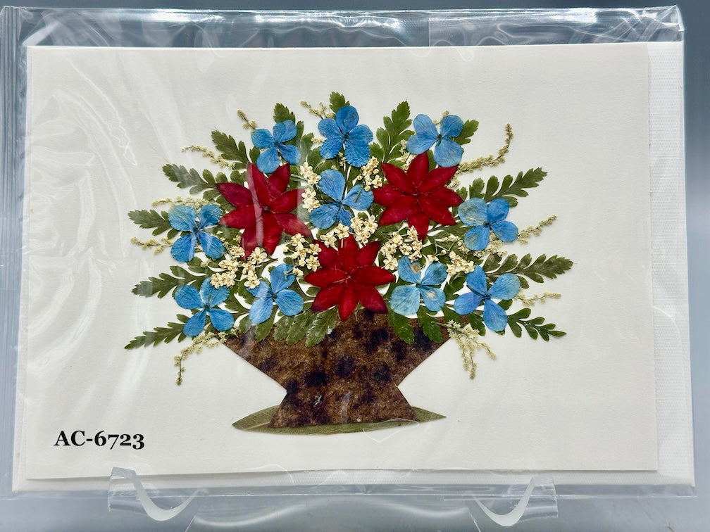Handmade Pressed Dried Real Flower Greeting Card - Floral Arrangement
