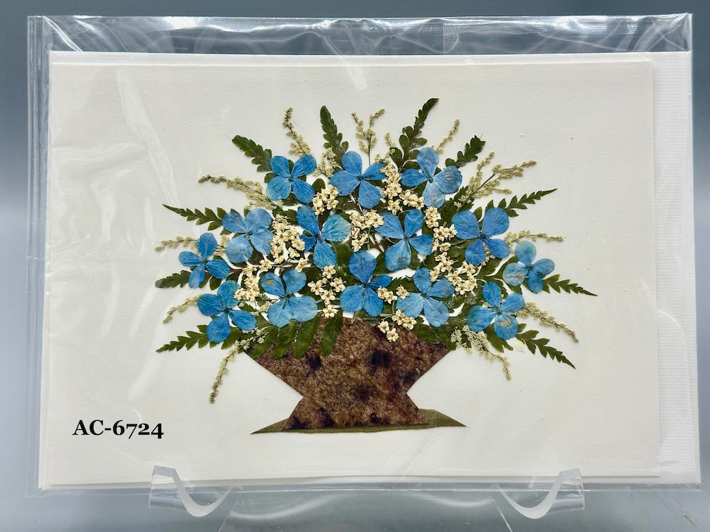 Handmade Pressed Dried Real Flower Greeting Card - Floral Arrangement