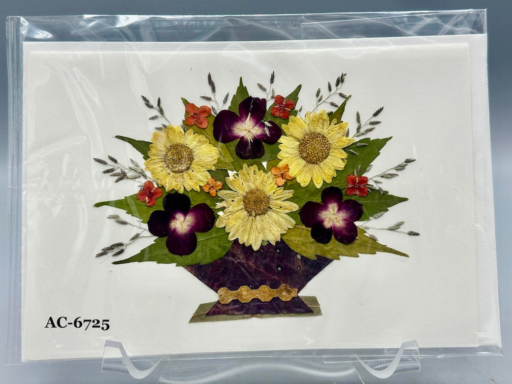 Handmade Pressed Dried Real Flower Greeting Card - Floral Arrangement