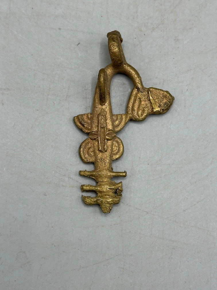 Small African Brass Sawfish Pendant -right oriented tail - Ghana