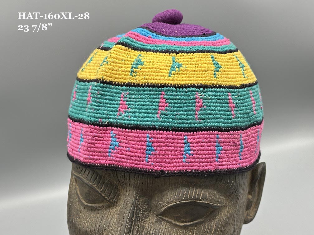 Largest Sizes Woven Cotton Multicolor African Kufi Men's Hat