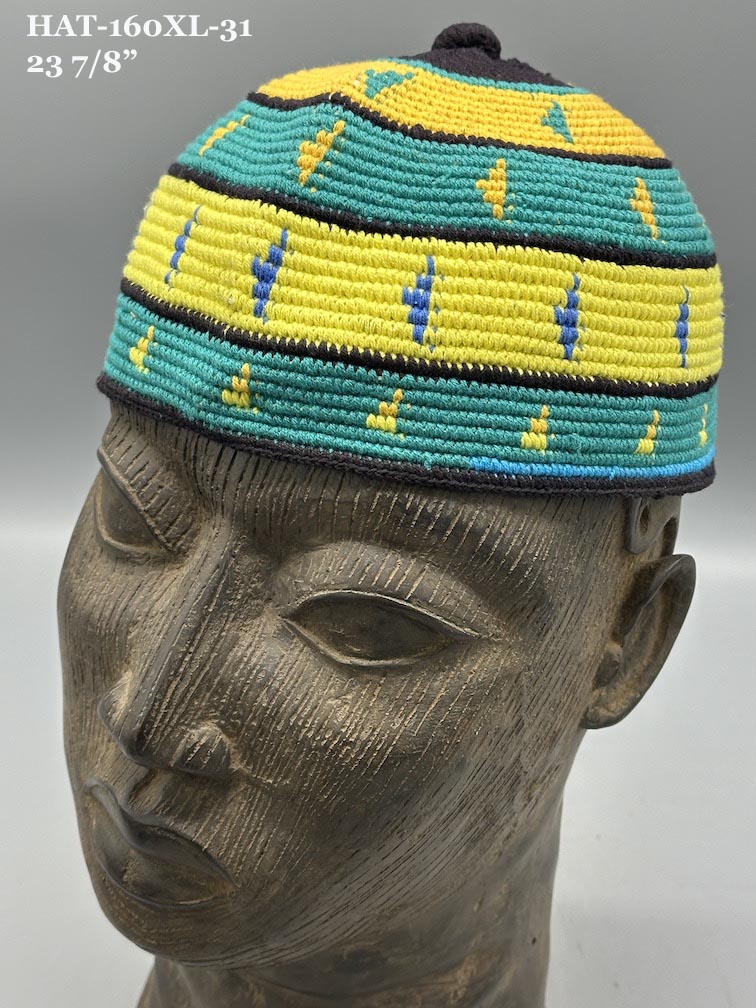 Largest Sizes Woven Cotton Multicolor African Kufi Men's Hat