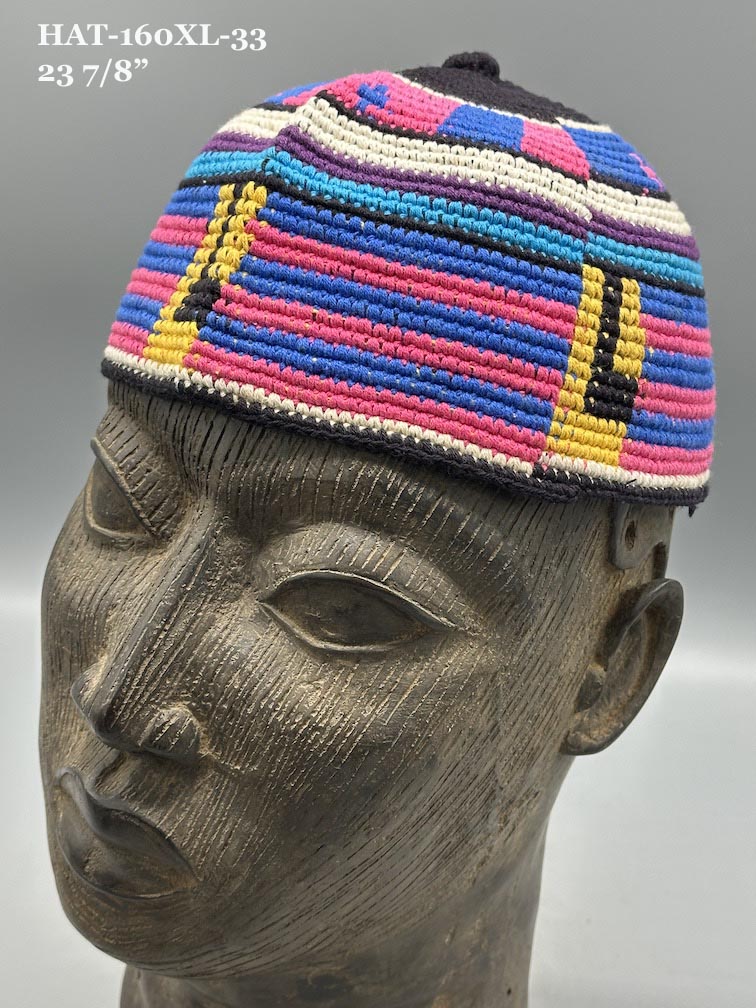 Largest Sizes Woven Cotton Multicolor African Kufi Men's Hat