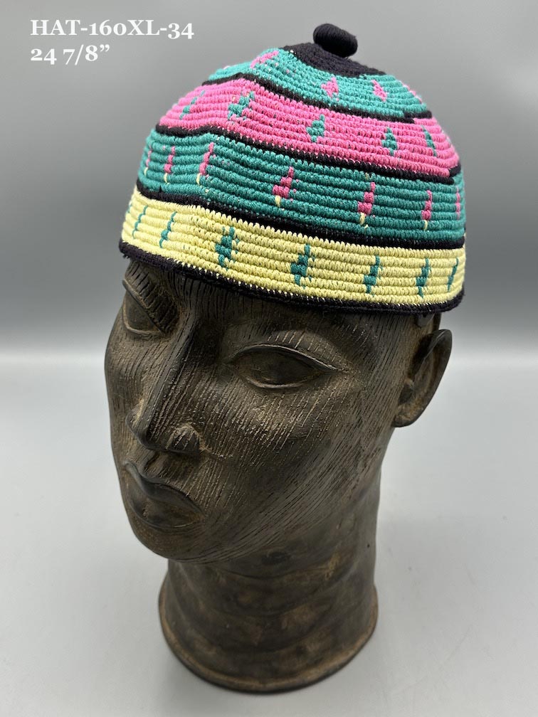 Largest Sizes Woven Cotton Multicolor African Kufi Men's Hat