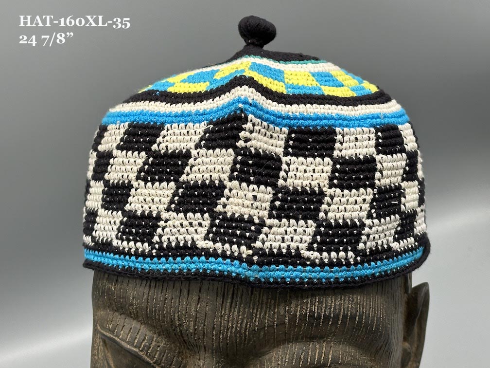 Largest Sizes Woven Cotton Multicolor African Kufi Men's Hat