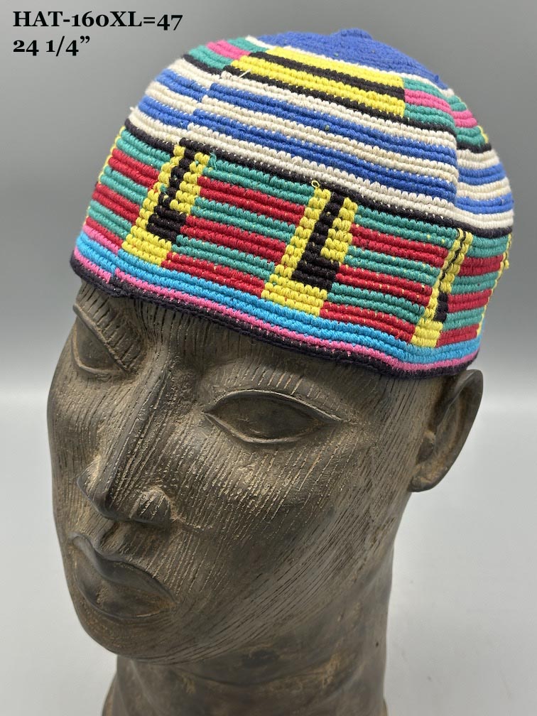 Largest Sizes Woven Cotton Multicolor African Kufi Men's Hat