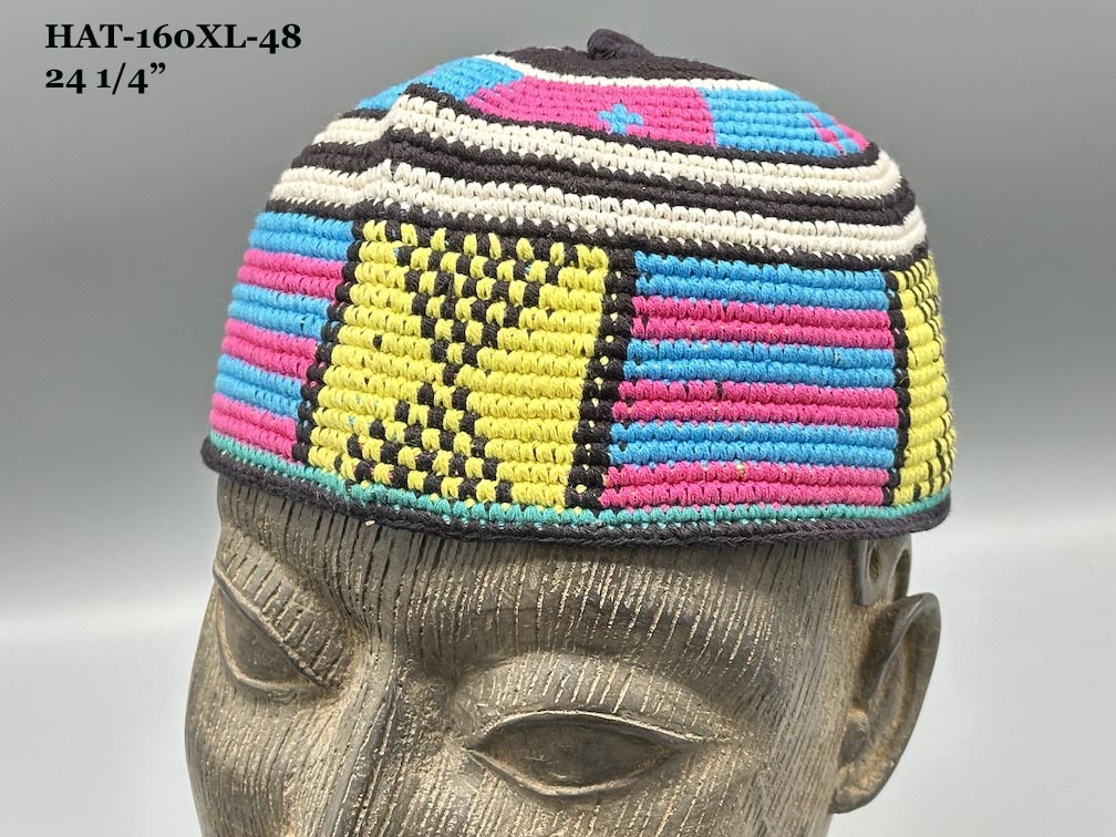 Largest Sizes Woven Cotton Multicolor African Kufi Men's Hat