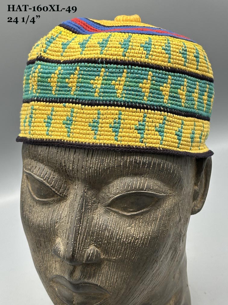 Largest Sizes Woven Cotton Multicolor African Kufi Men's Hat