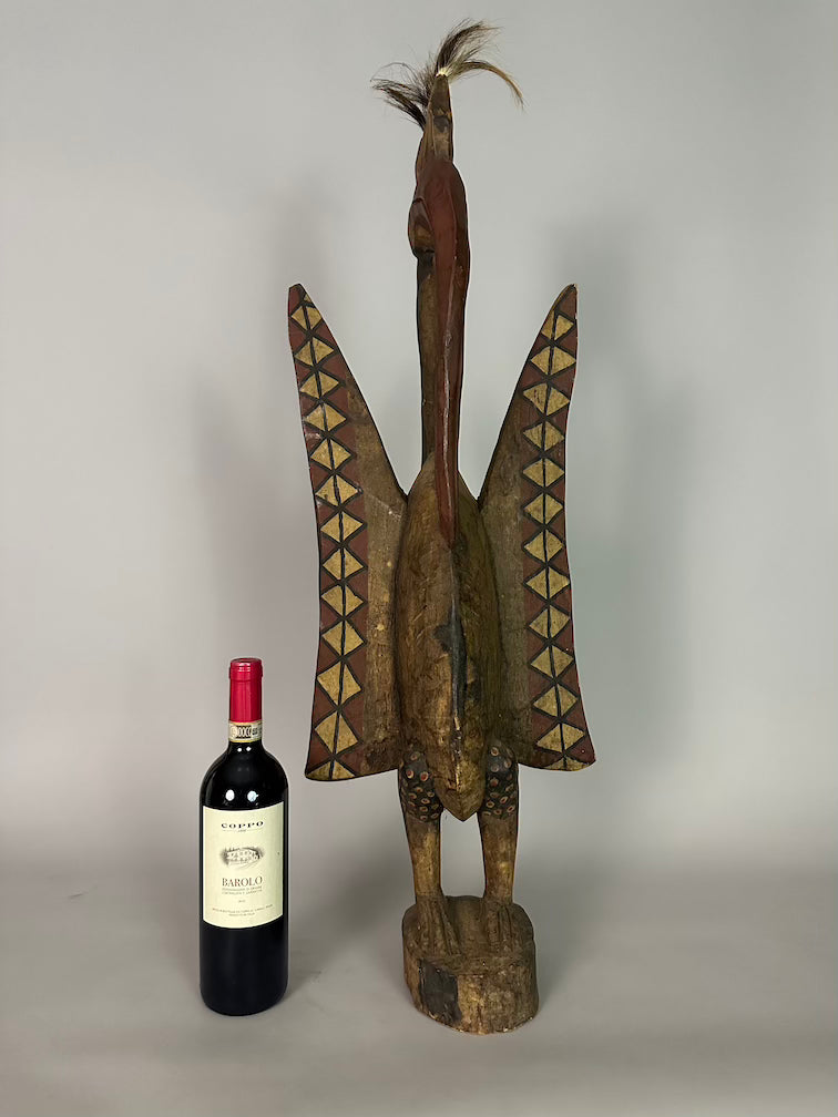 Senufo Contemporary Painted Hornbill Statue | 32" - Mali