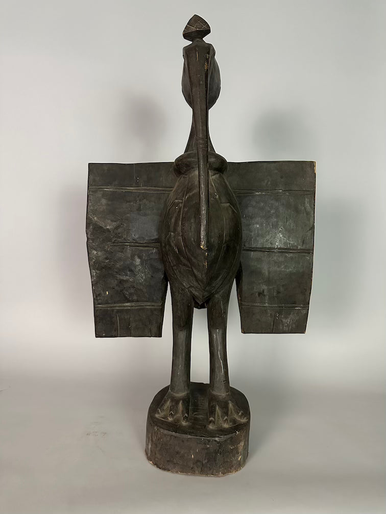Senufo Contemporary Black Hornbill Statue | 30" - Mali