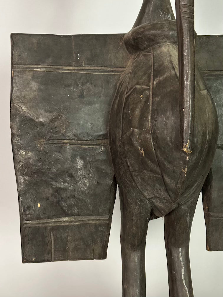 Senufo Contemporary Black Hornbill Statue | 30" - Mali