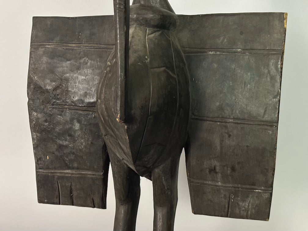 Senufo Contemporary Black Hornbill Statue | 30" - Mali