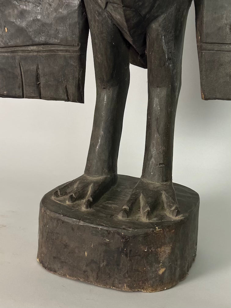 Senufo Contemporary Black Hornbill Statue | 30" - Mali