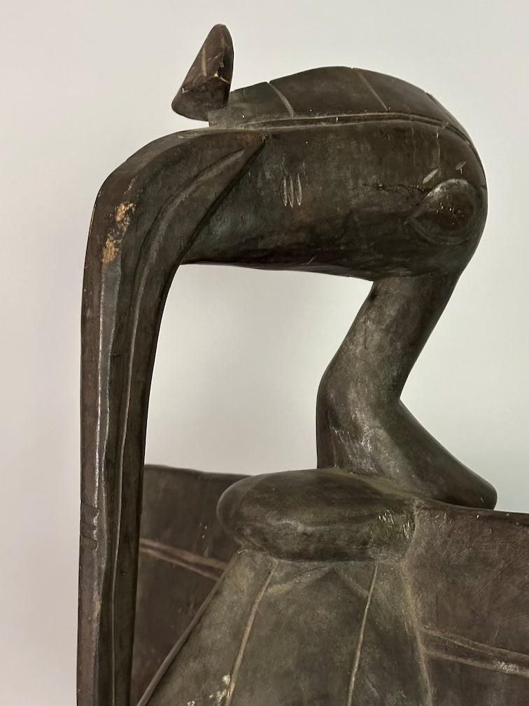 Senufo Contemporary Black Hornbill Statue | 30" - Mali