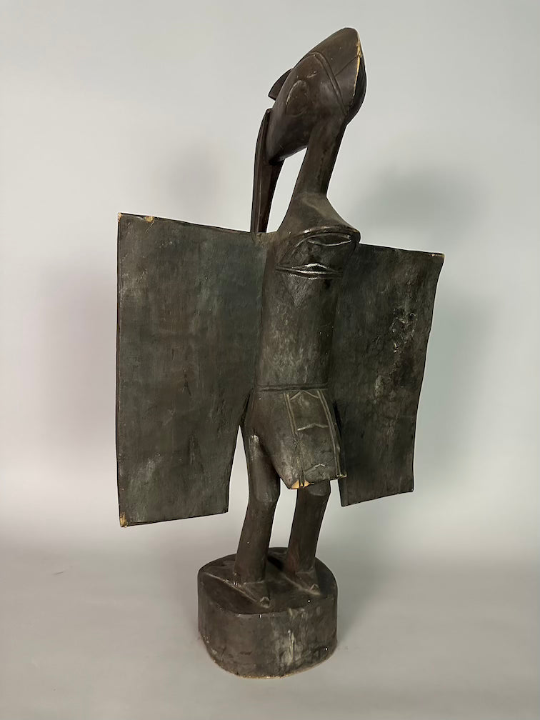 Senufo Contemporary Black Hornbill Statue | 30" - Mali