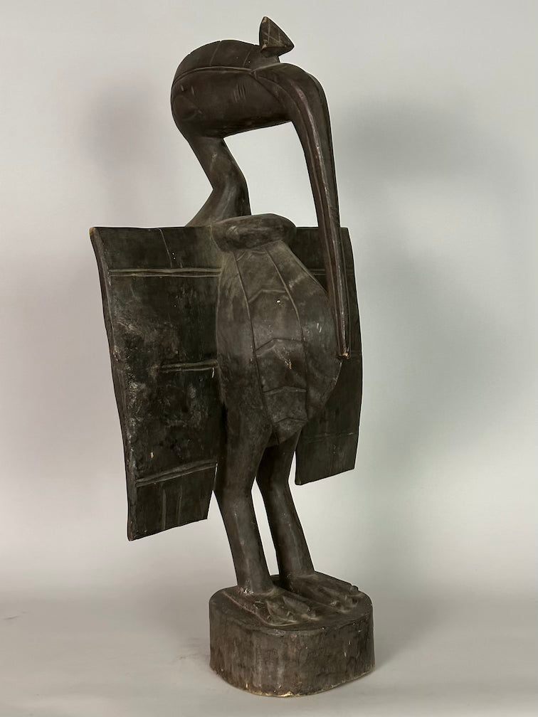Senufo Contemporary Black Hornbill Statue | 30" - Mali