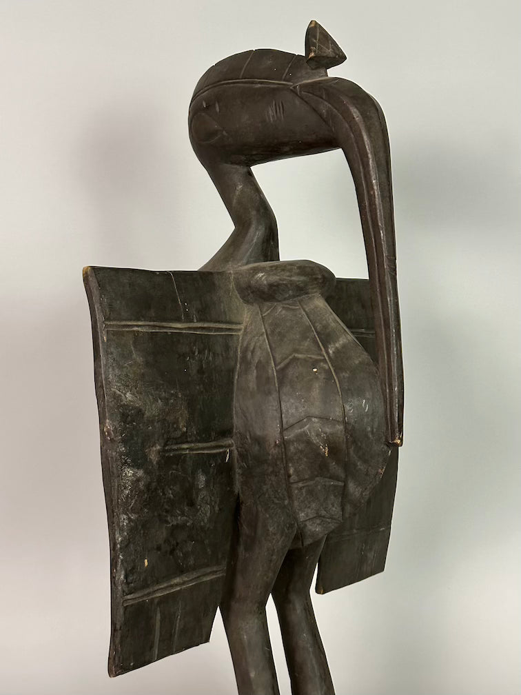 Senufo Contemporary Black Hornbill Statue | 30" - Mali