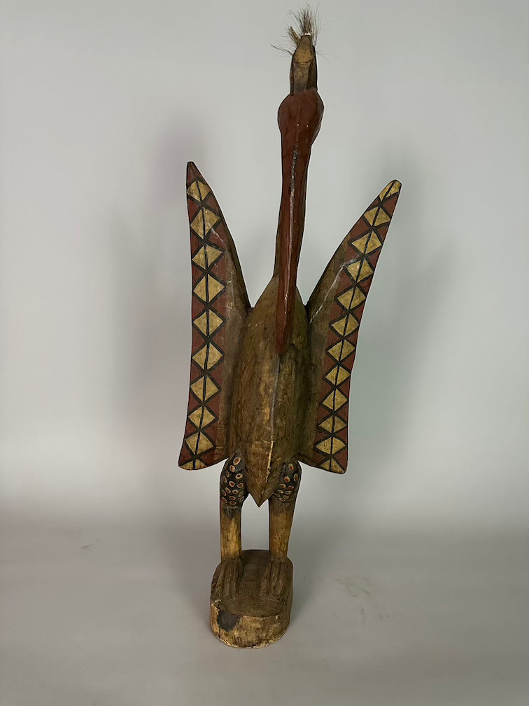 Senufo Contemporary Painted Hornbill Statue | 28" - Mali