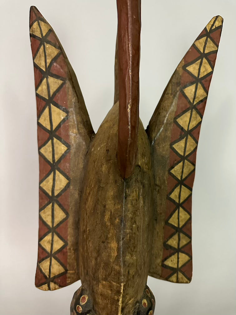 Senufo Contemporary Painted Hornbill Statue | 28" - Mali