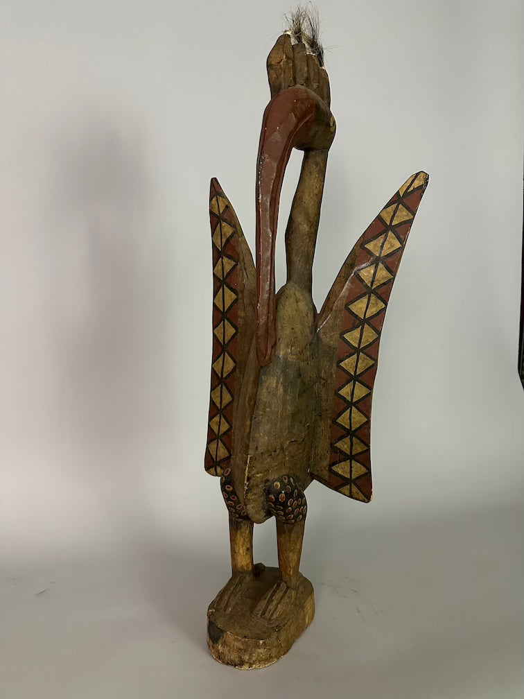 Senufo Contemporary Painted Hornbill Statue | 28" - Mali