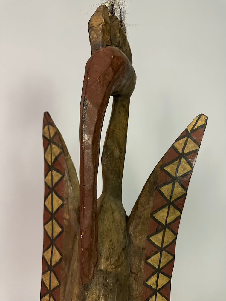 Senufo Contemporary Painted Hornbill Statue | 28" - Mali