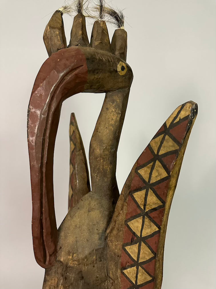 Senufo Contemporary Painted Hornbill Statue | 28" - Mali