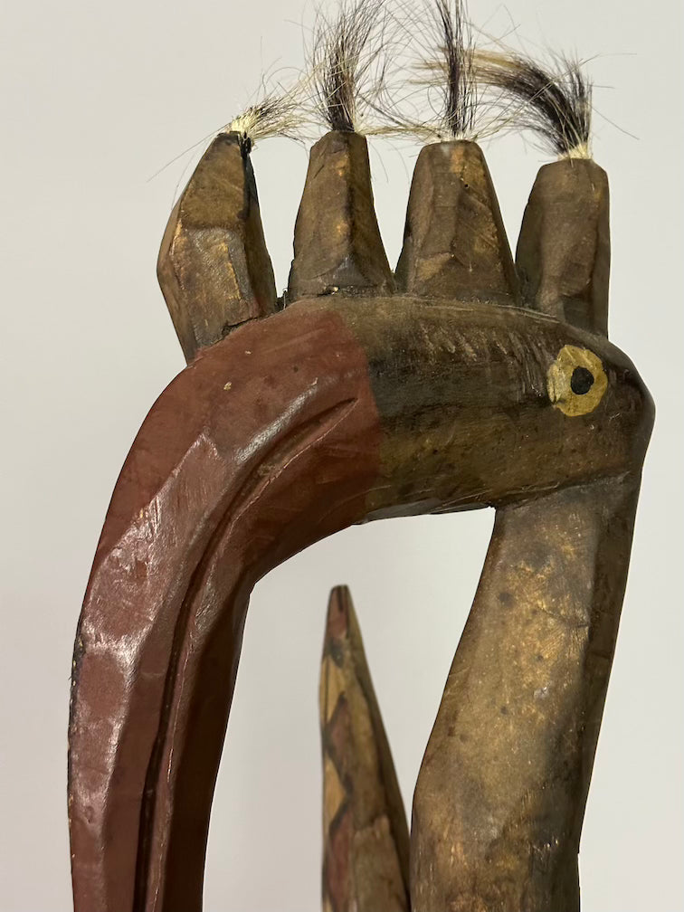 Senufo Contemporary Painted Hornbill Statue | 28" - Mali