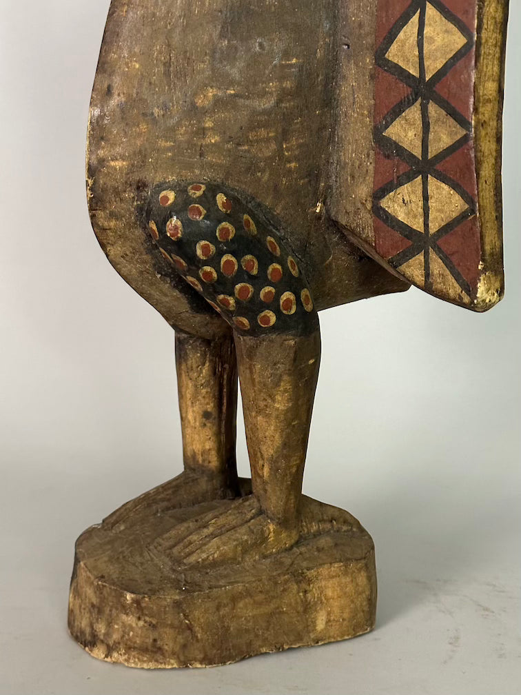 Senufo Contemporary Painted Hornbill Statue | 28" - Mali