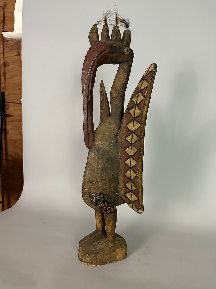 Senufo Contemporary Painted Hornbill Statue | 28" - Mali