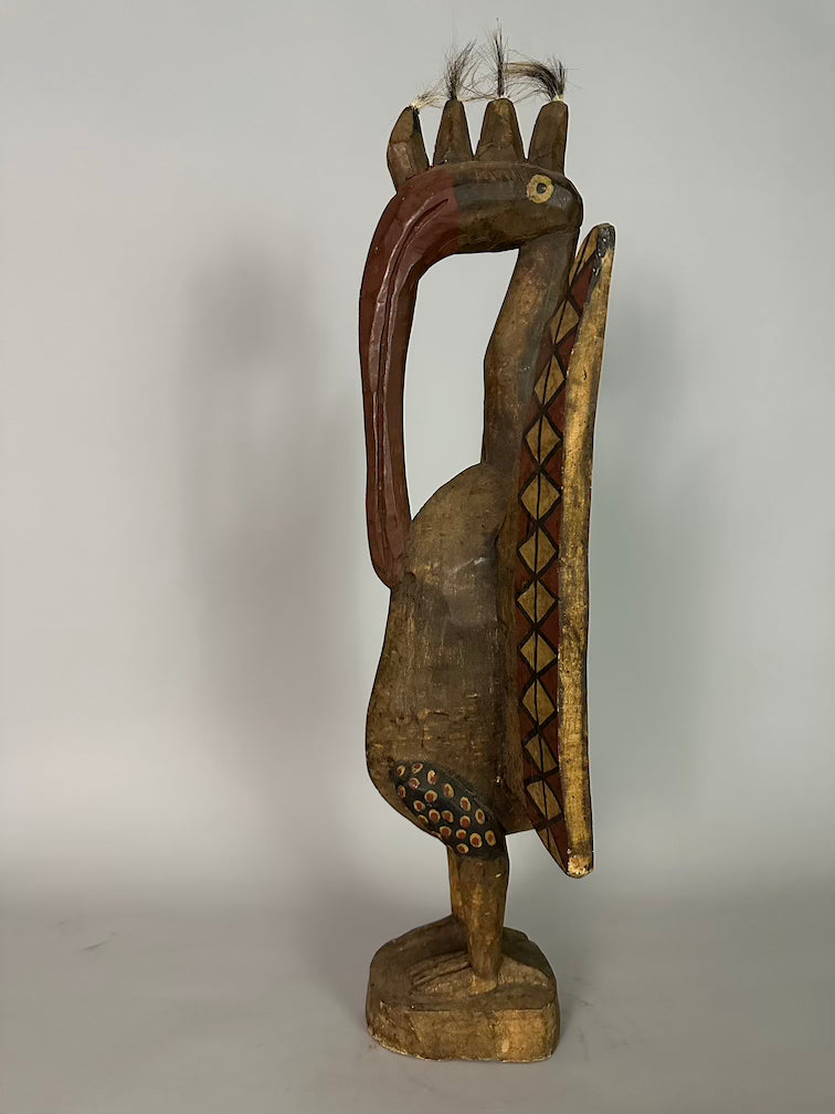 Senufo Contemporary Painted Hornbill Statue | 28" - Mali