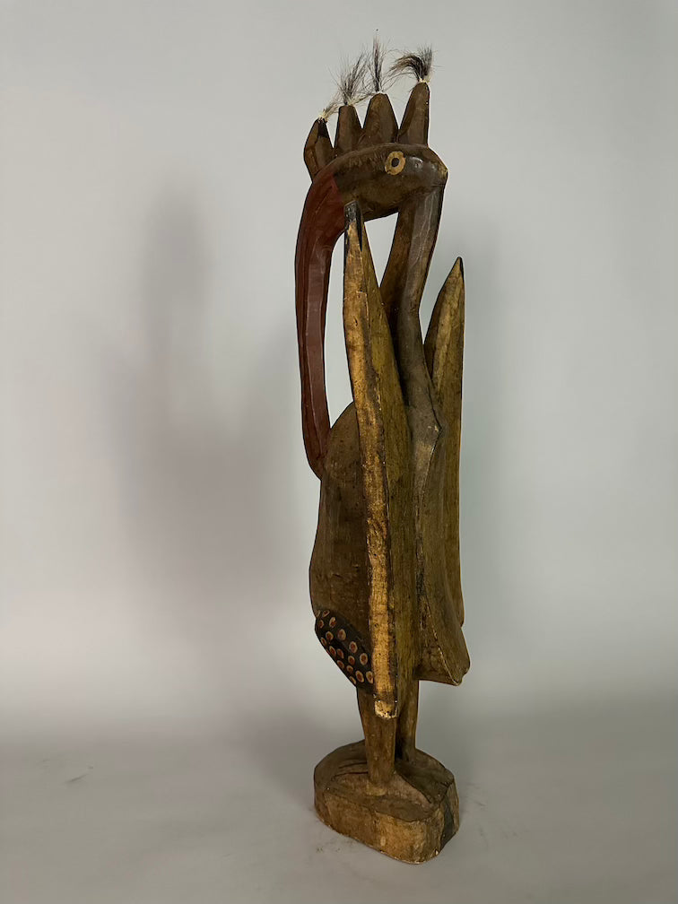 Senufo Contemporary Painted Hornbill Statue | 28" - Mali