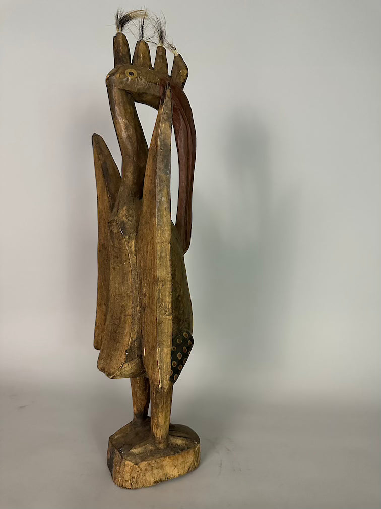 Senufo Contemporary Painted Hornbill Statue | 28" - Mali