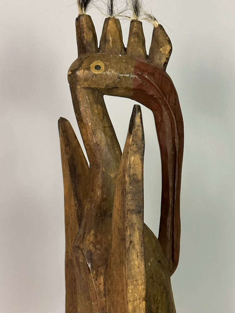 Senufo Contemporary Painted Hornbill Statue | 28" - Mali