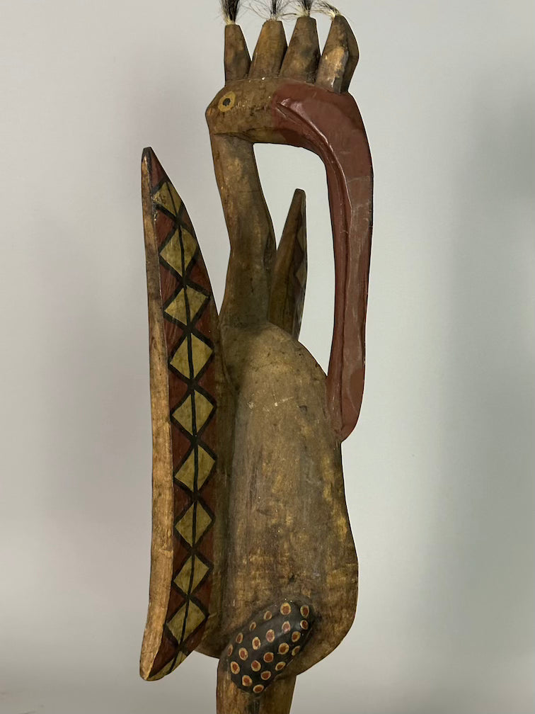 Senufo Contemporary Painted Hornbill Statue | 28" - Mali